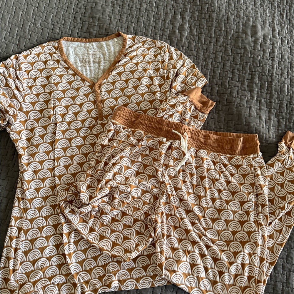 Little Sleepies adult Pajama Set - rust rainbows
